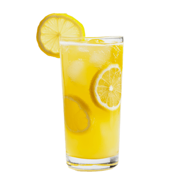 Refreshing lemonade with ice and lemon slices png