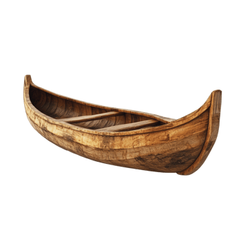 Handcrafted wooden canoe on a plain background png