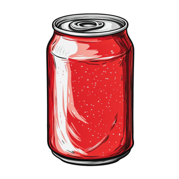 Red soda can on a white background png