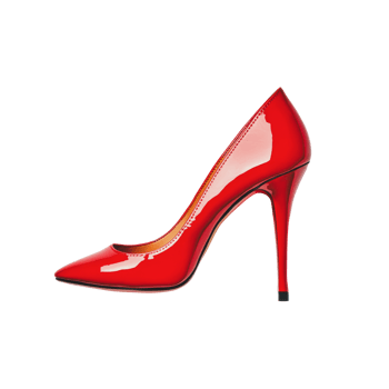 Elegant red high heel shoe with pointed toe design png