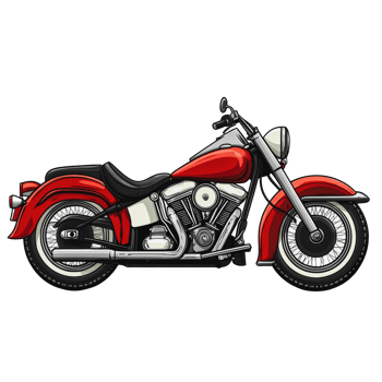Classic red motorcycle parked on a city street png