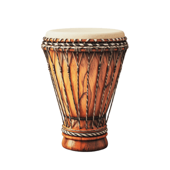 Traditional wooden drum with intricate weaving displayed on a plain background png