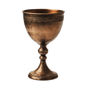 Antique bronze goblet with intricate design on the rim, showcasing vintage craftsmanship png
