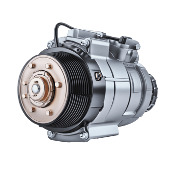 Silver-cased electric motor with copper accents png