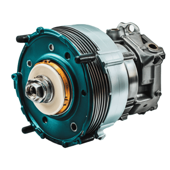 Electric motor with blue and silver casing png