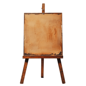 Blank canvas on a wooden easel in a studio png