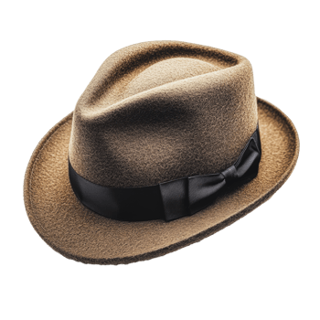Stylish brown fedora with black ribbon detail png