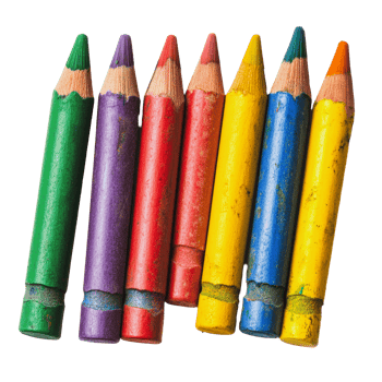 Crayons in a row on white background png