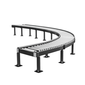 Curved roller conveyor in industry png