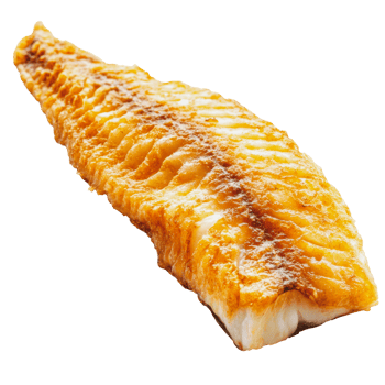 Golden fish fillet on white png