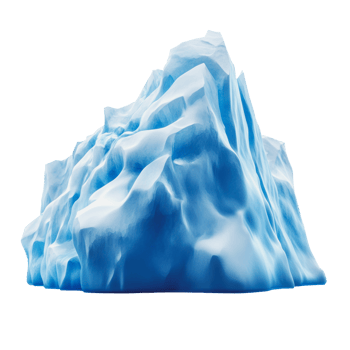 Blue iceberg with jagged peaks in the ocean png