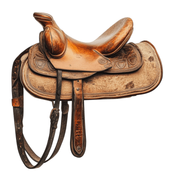 Leather saddle displayed on a neutral background png