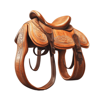 Detailed leather saddle on display in sunlight png