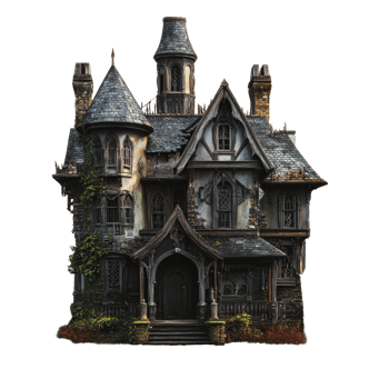 Gothic mansion at dusk. png