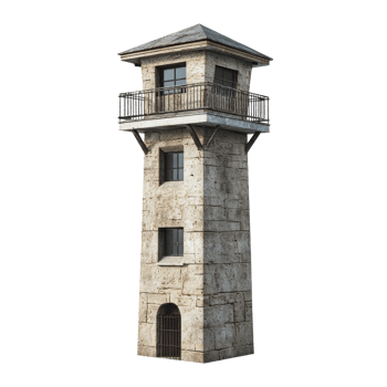 Old stone watchtower in an empty landscape png