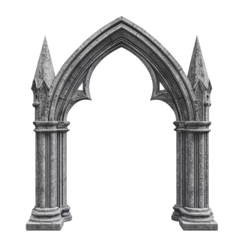 Gothic stone archway in a mystical setting png