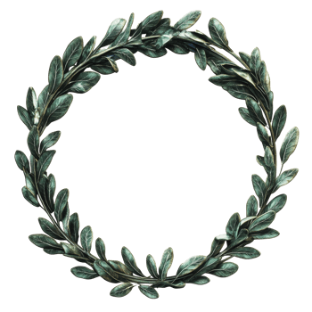 Green leaf wreath on white background png