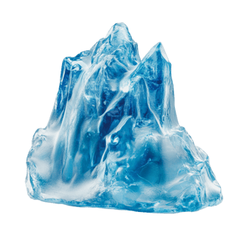 Detailed blue ice sculpture resembling mountains png