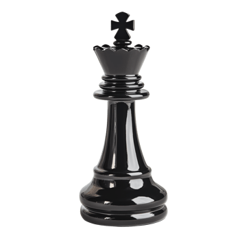 Large black chess king piece on a white background png