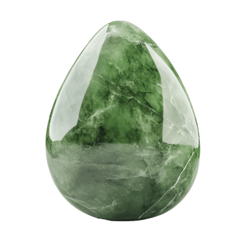 Polished green stone egg on white background png
