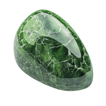 Polished green stone with veined texture displayed png