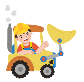 Cartoon illustration of a tractor operator png