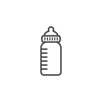 illustration outline design, baby drinking bottle. vector