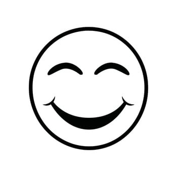 A black and white smiley face with a white background vector