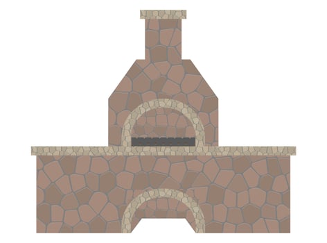 barbecue oven built of stone flat style illustration isolated on white background vector