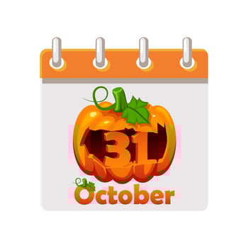 Calendar of Happy Halloween Day. 31 October - Halloween Day. Illustration for page of calendar or your print, greeting card vector