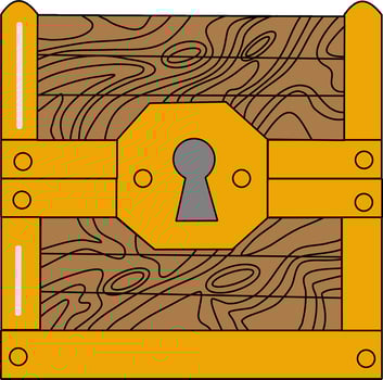 Wooden Treasure Chest with Gold Accents vector