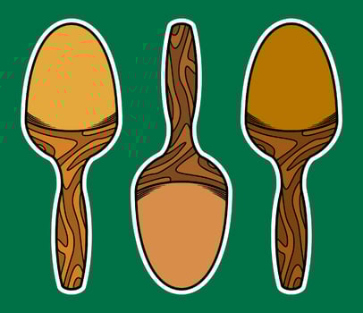 Hand Drawn Ladle Rice Sticker Illustration vector