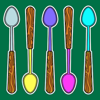 Hand Drawn Spoon Sticker Illustration vector