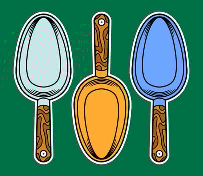 Hand Drawn Ice Shovel Sticker Illustration vector