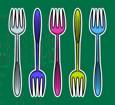 Hand Drawn Fork Sticker Illustration vector