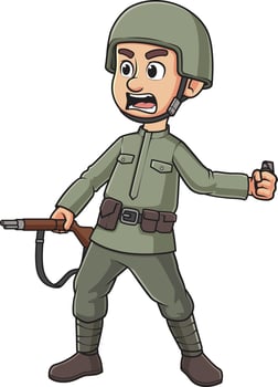 World war 2 soldier cartoon drawing vector