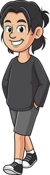 Asian man walking cartoon drawing vector