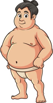 Sumo wrestler character cartoon drawing vector
