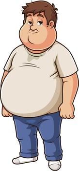Chubby sloppy man cartoon drawing vector