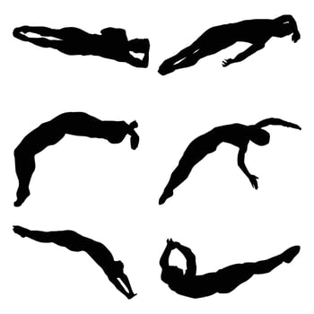 Diving Sports Silhouette Shape Drawing Vol 4 vector