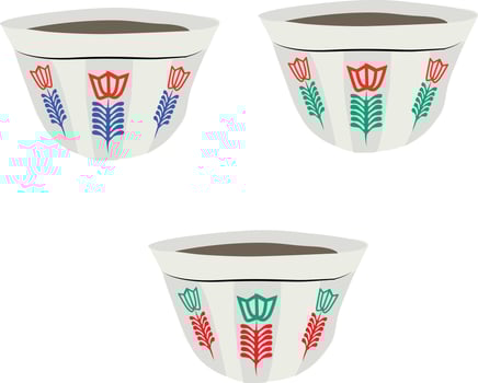Lebanese coffee cup, flower design, vintage heritage beirut vector