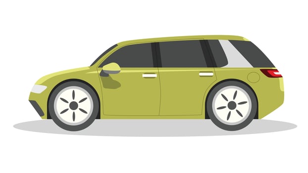 Cartoon or illustration of transport electric vehicles car SUV green color. Isolated on white background. vector