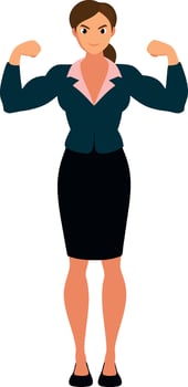 Confident businesswoman flexing her biceps showing strength vector