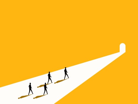 New Opportunity. Employee walks out the door vector