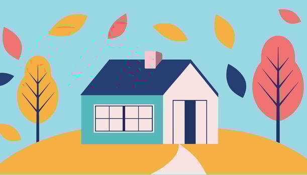 Hand drawn illustration Following concept illustrations with house and autumn leaves vector