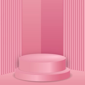 Modern background platform with pink podium. Background 3d crystal podium platform. Stage showcase on pedestal modern 3d studio platform vector