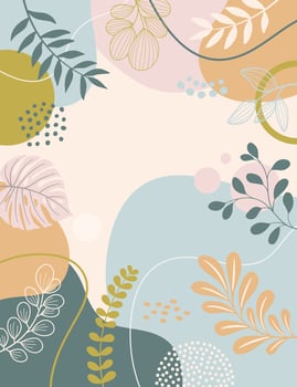 Hand drawn leaves. background with tropical plants. vector
