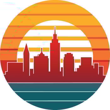 City Minimal sunset design on white background for t-shirt artwork vector