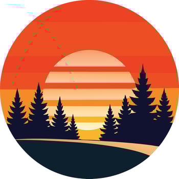 Forest's Edge Elegance Minimal sunset design on white background for t-shirt artwork vector