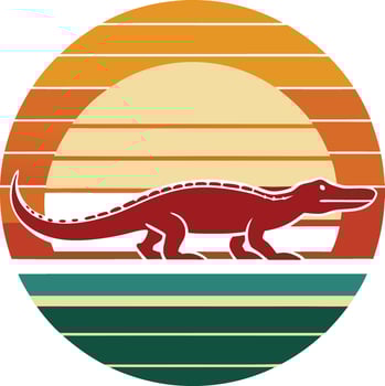 Classic American Alligator Retro Minimal sunset design on white background for t-shirt artwork vector